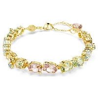 Gema Tennis bracelet, Mixed cuts, Multicoloured, Gold-tone plated by SWAROVSKI