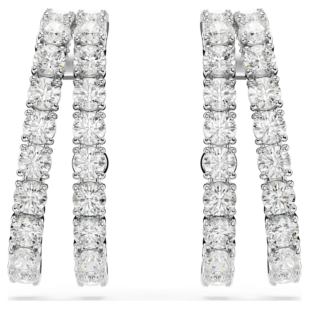 Matrix ear cuffs, Round cut, White, Rhodium plated by SWAROVSKI