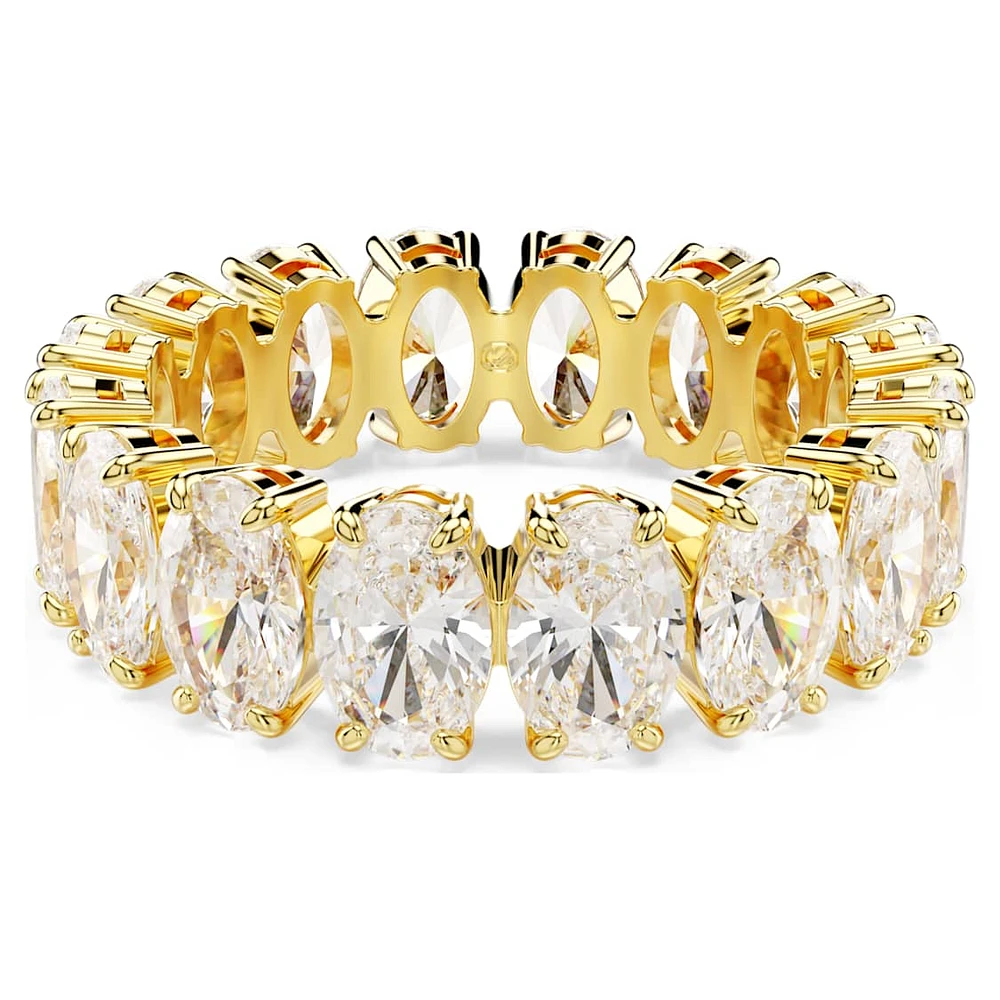 Matrix ring, Oval cut, White, Gold-tone plated by SWAROVSKI
