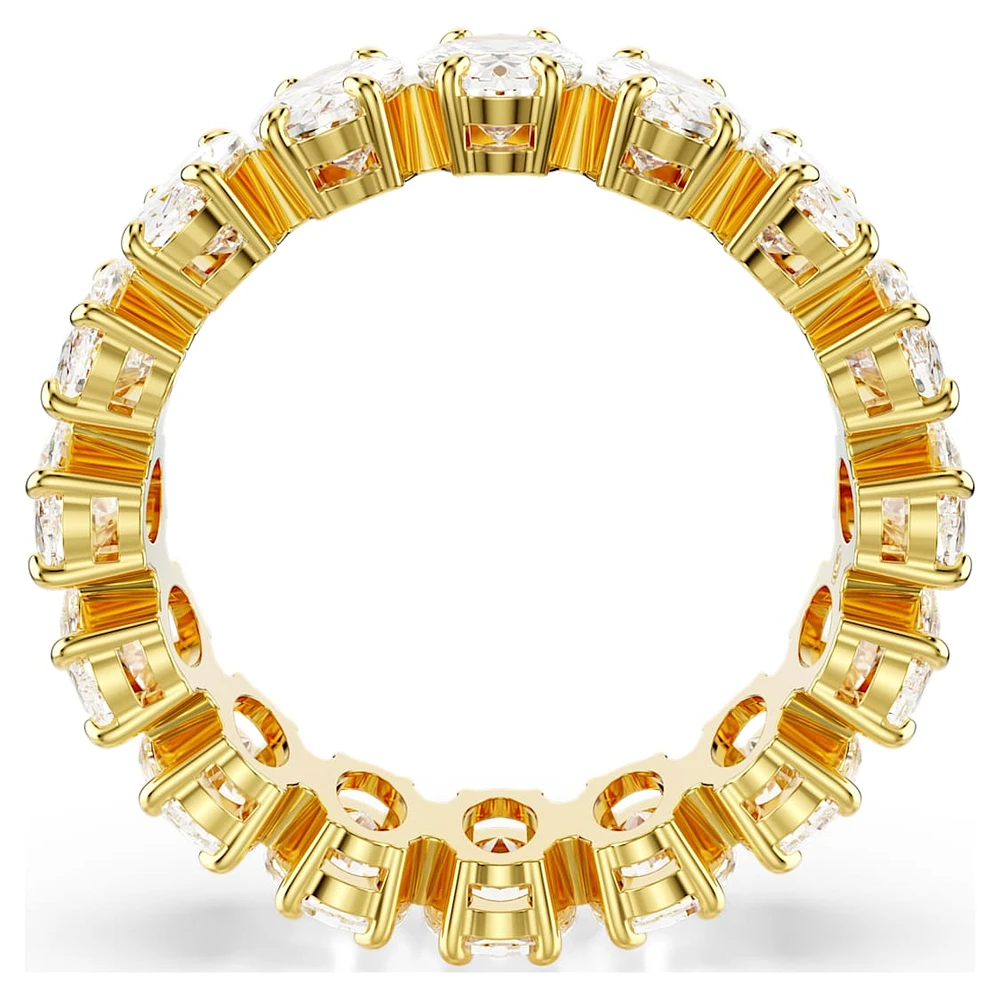 Matrix ring, Oval cut, White, Gold-tone plated by SWAROVSKI