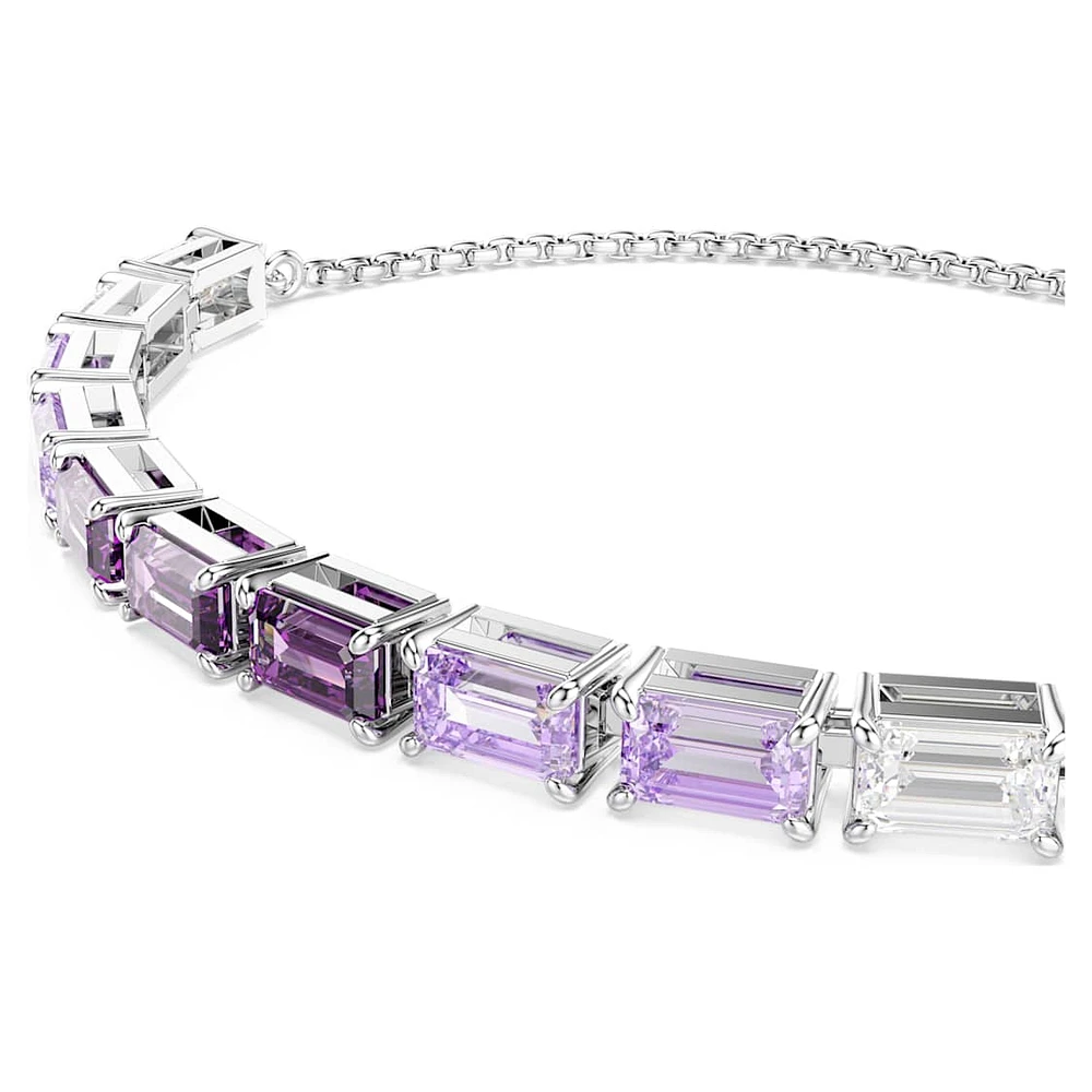 Matrix Tennis bracelet, Baguette cut, Purple, Rhodium plated by SWAROVSKI