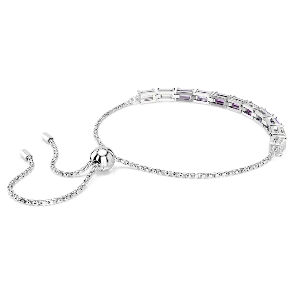 Matrix Tennis bracelet, Baguette cut, Purple, Rhodium plated by SWAROVSKI
