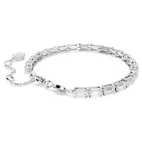 Matrix Tennis bracelet, Baguette cut, White, Rhodium plated by SWAROVSKI