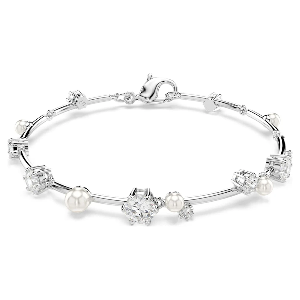 Constella Tennis bracelet, Crystal pearl, Round cuts, White