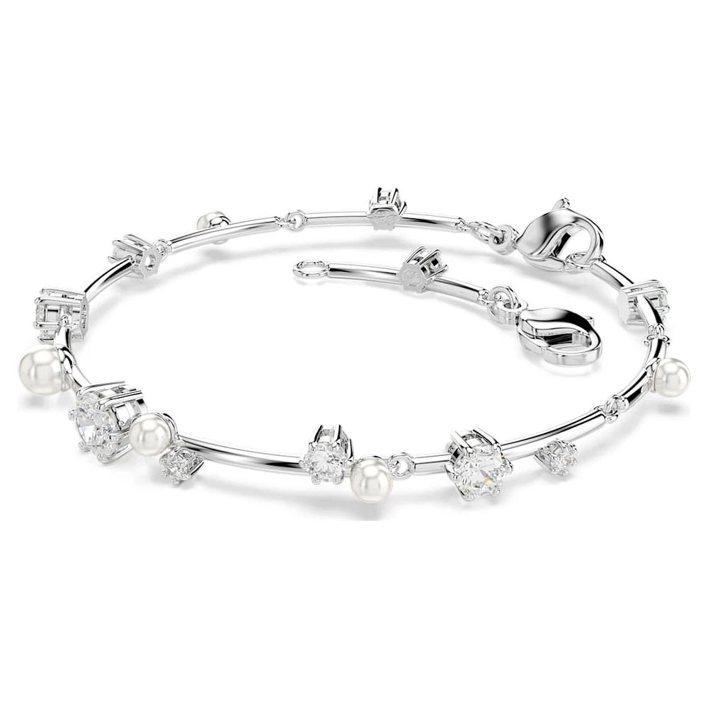 Constella Tennis bracelet, Crystal pearl, Round cuts, White