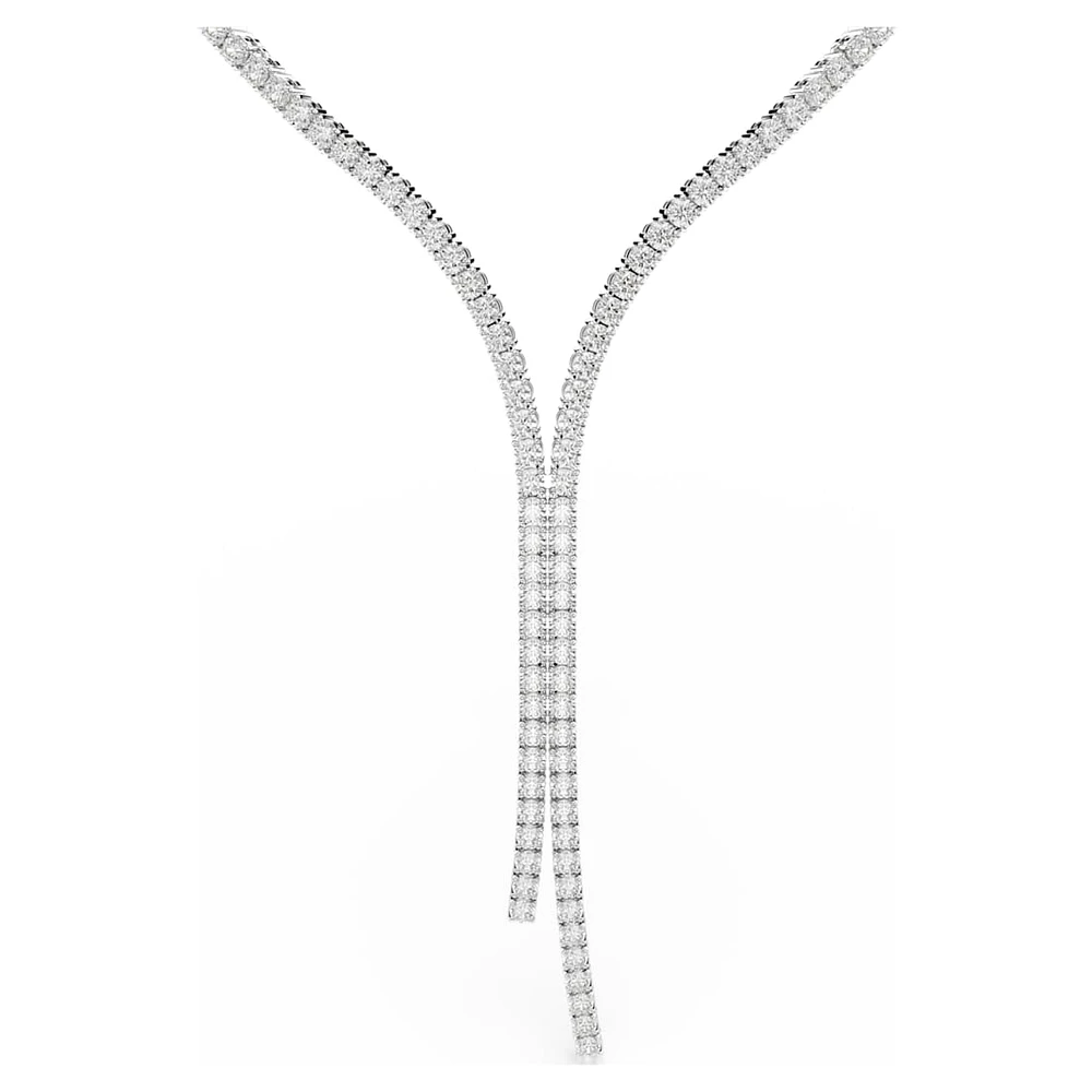 Matrix Y necklace, Round cut, White, Rhodium plated by SWAROVSKI