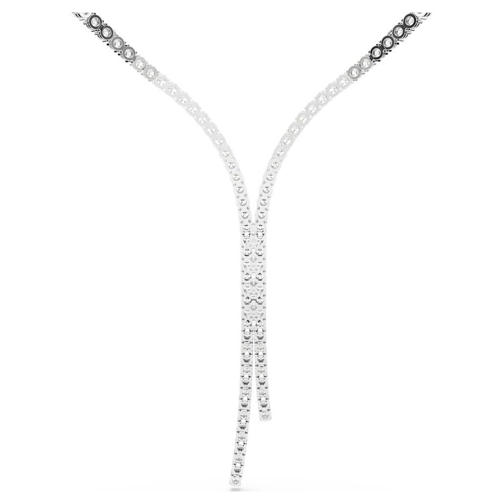 Matrix Y necklace, Round cut, White, Rhodium plated by SWAROVSKI