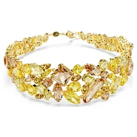 Gema choker, Mixed cuts, Yellow, Gold-tone plated by SWAROVSKI