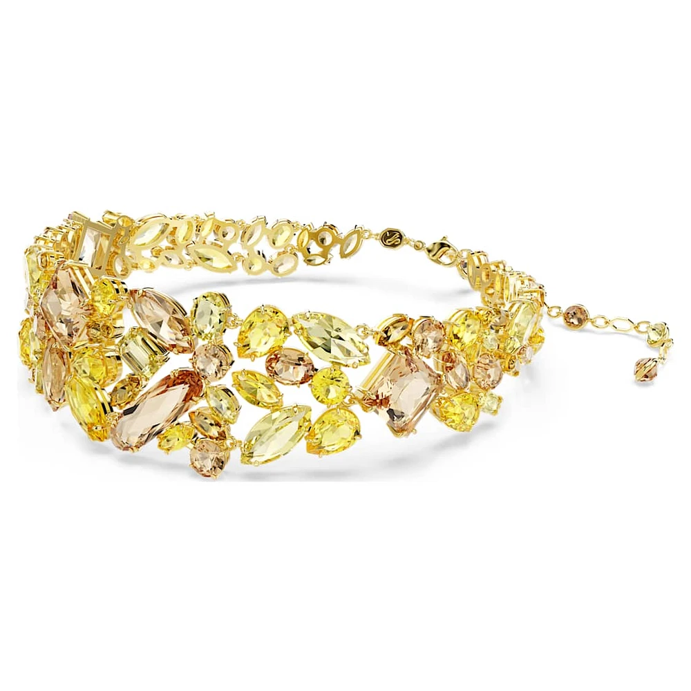 Gema choker, Mixed cuts, Yellow, Gold-tone plated by SWAROVSKI
