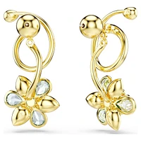Idyllia drop earrings, Asymmetrical design, Mixed cuts, Flower, Multicolored, Gold-tone plated by SWAROVSKI