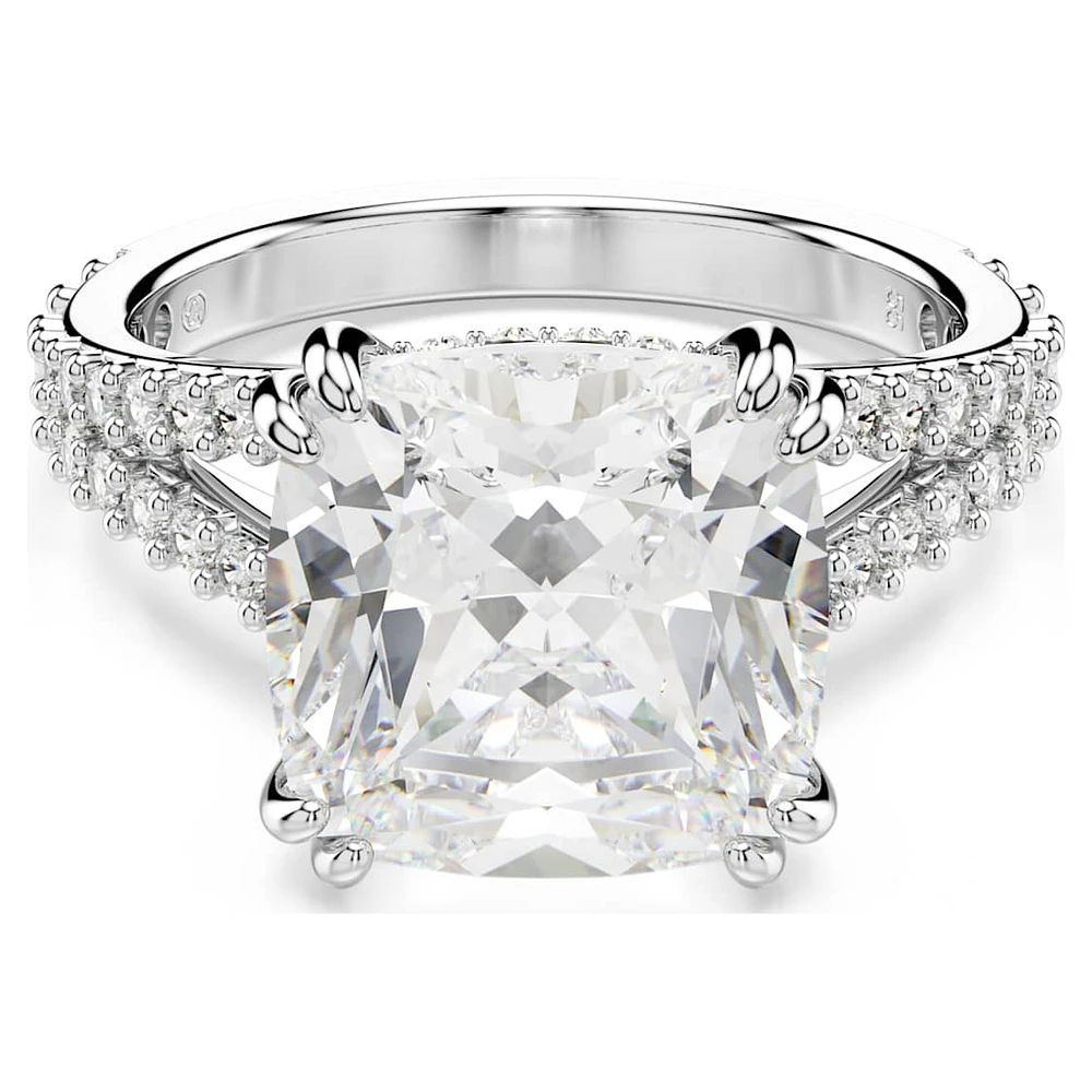 Stilla ring, Square cut, White, Silver-tone finish by SWAROVSKI