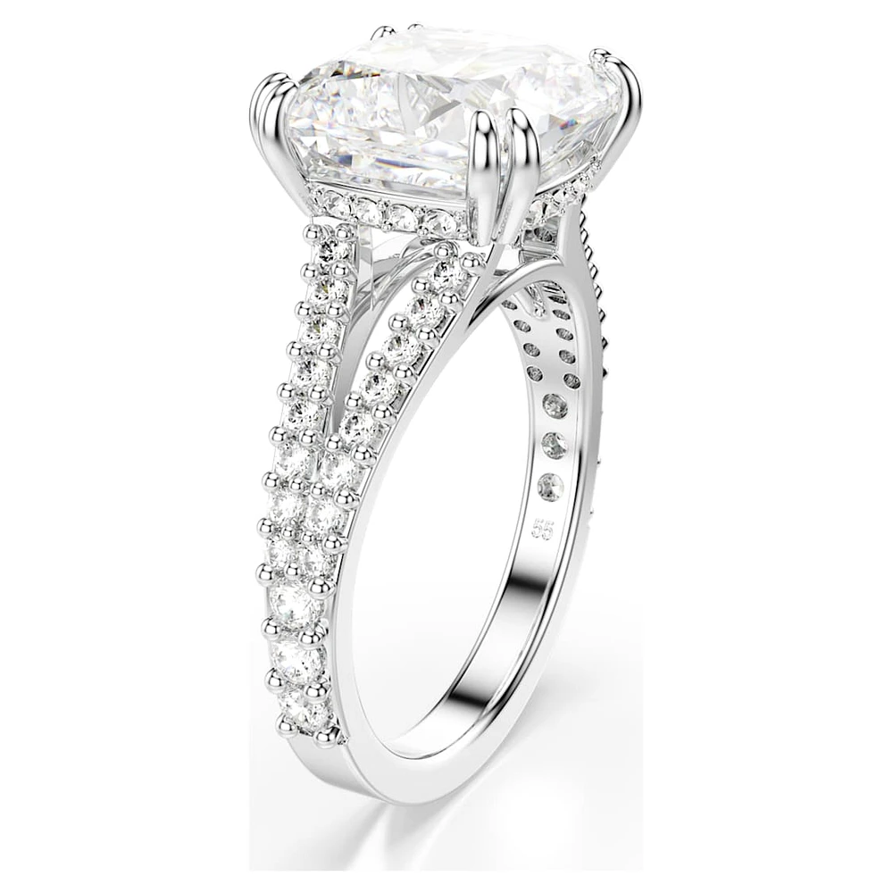 Stilla ring, Square cut, White, Silver-tone finish by SWAROVSKI
