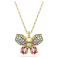 Idyllia pendant, Mixed cuts, Pavé, Butterfly, Multicolored, Gold-tone plated by SWAROVSKI