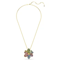 Idyllia pendant and brooch, Mixed cuts, Pavé, Flower, Multicoloured, Gold-tone plated by SWAROVSKI