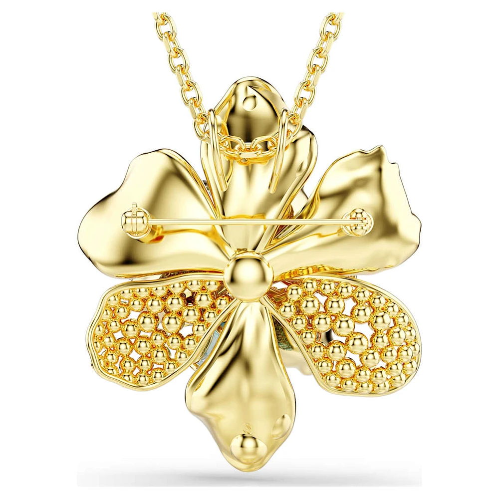 Idyllia pendant and brooch, Mixed cuts, Pavé, Flower, Multicoloured, Gold-tone plated by SWAROVSKI