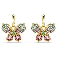 Idyllia drop earrings, Mixed cuts, Pavé, Butterfly, Multicolored, Gold-tone plated by SWAROVSKI