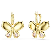 Idyllia drop earrings, Mixed cuts, Pavé, Butterfly, Multicolored, Gold-tone plated by SWAROVSKI