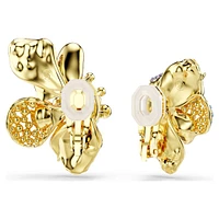Idyllia clip earrings, Asymmetrical design, Mixed cuts, Pavé, Flower, Multicolored, Gold-tone plated by SWAROVSKI