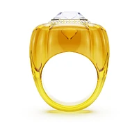 Dulcis cocktail ring, Cushion cut, Pavé, Yellow by SWAROVSKI