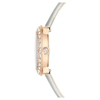 Matrix Tennis watch, Swiss Made, Leather strap, Gray, Rose gold-tone finish by SWAROVSKI