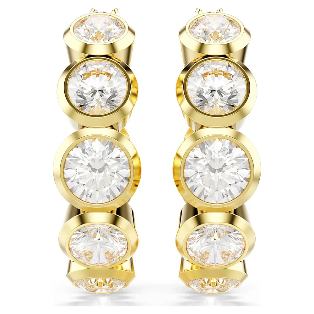 Imber hoop earrings, Round cut, White, Gold-tone plated by SWAROVSKI