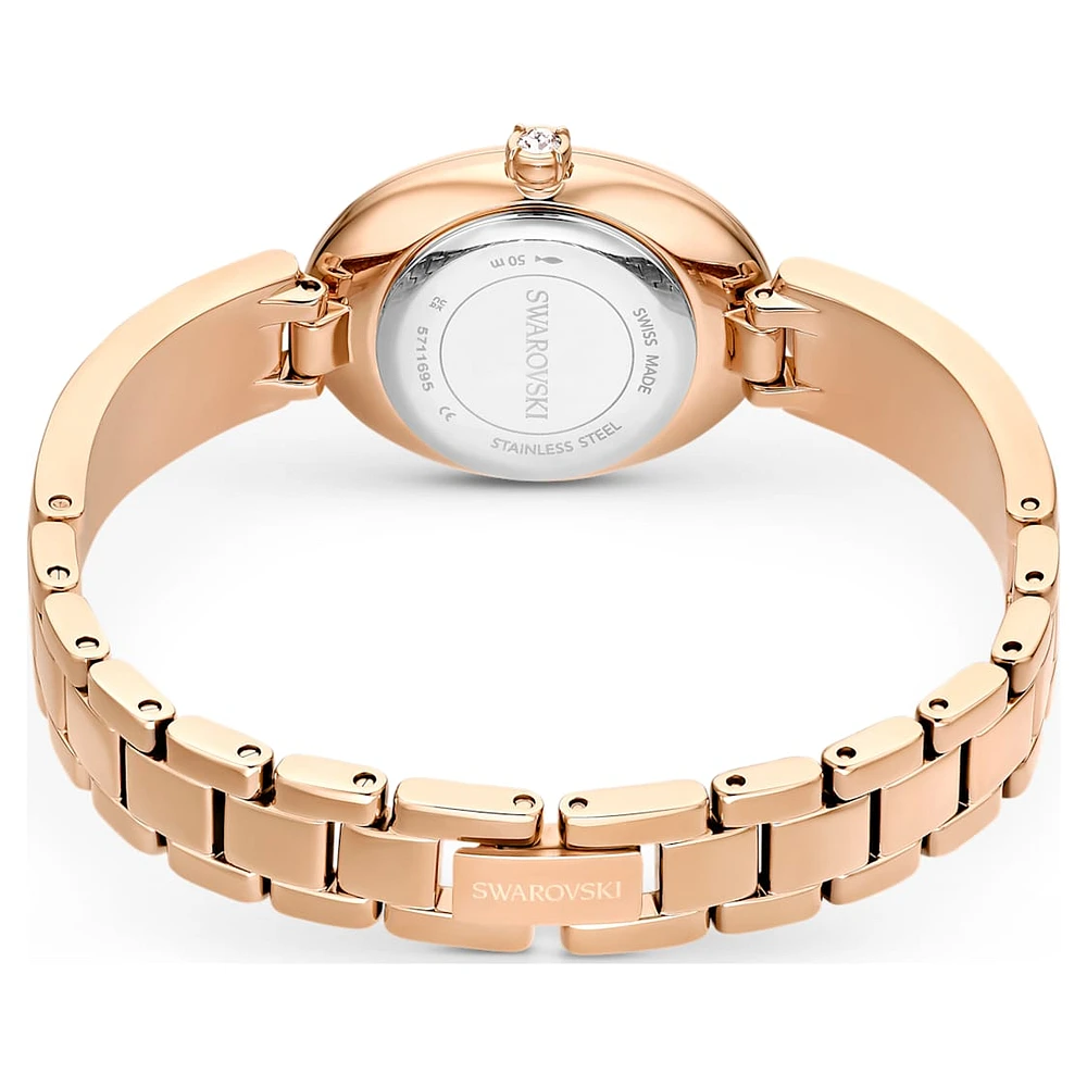 Crystal Rock Oval watch, Swiss Made, Crystal bracelet, Grey, Rose gold-tone finish by SWAROVSKI