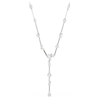 Constella Y necklace, Crystal pearl, Round cuts, White, Rhodium plated by SWAROVSKI