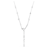 Constella Y necklace, Crystal pearl, Round cuts, White, Rhodium plated by SWAROVSKI