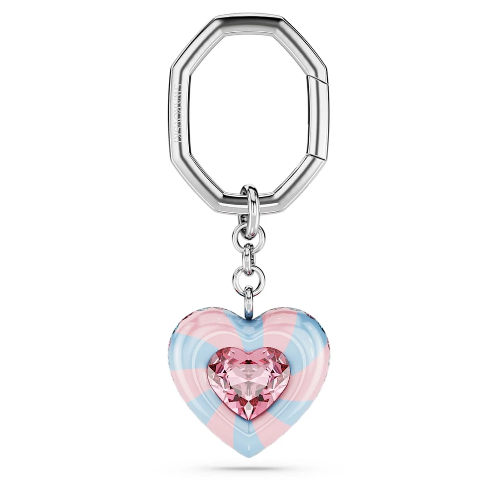 Dulcis key ring, Heart cut, Heart, Multicolored, Rhodium plated by SWAROVSKI