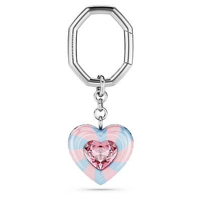 Dulcis key ring, Heart cut, Heart, Multicolored, Rhodium plated by SWAROVSKI