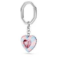 Dulcis key ring, Heart cut, Heart, Multicolored, Rhodium plated by SWAROVSKI