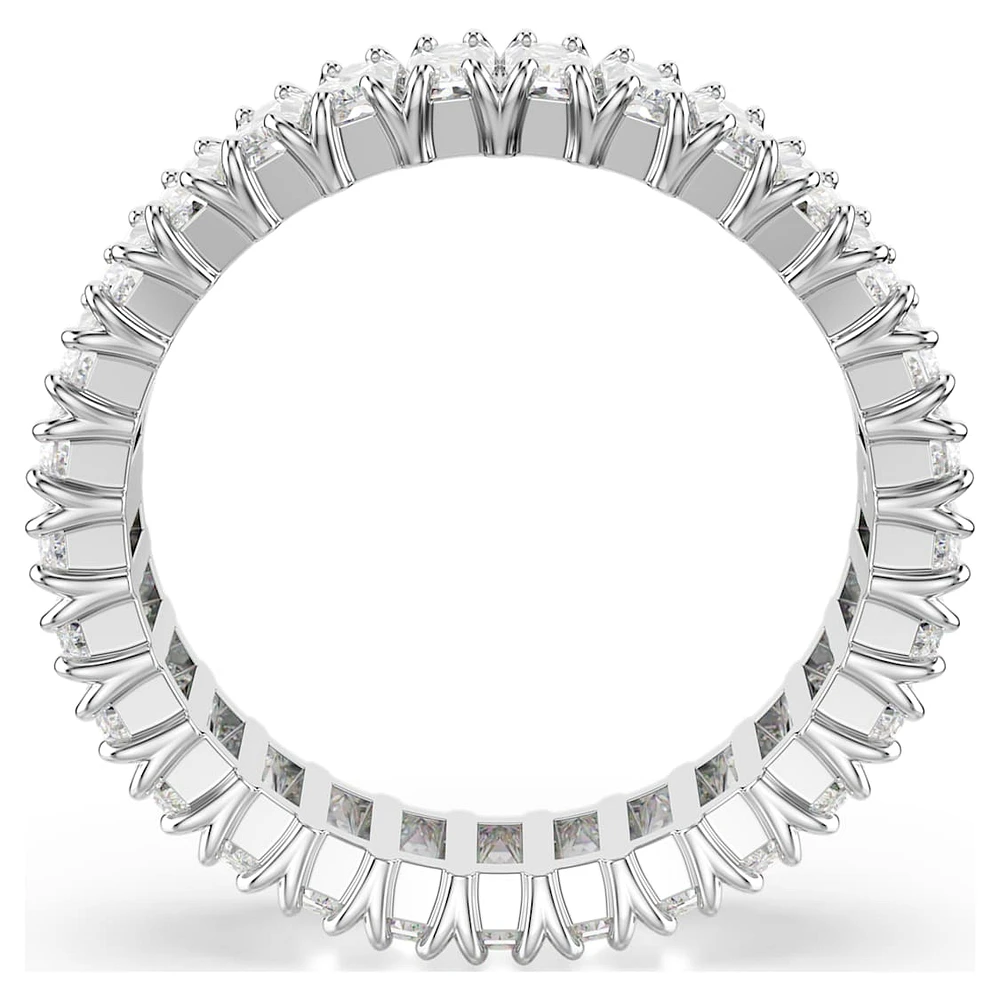 Matrix ring, Baguette cut, White, Silver-tone finish by SWAROVSKI