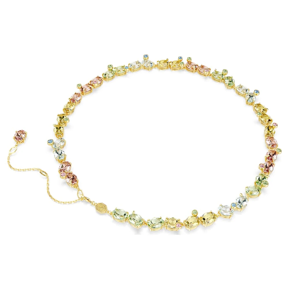 Gema Tennis necklace, Mixed cuts, Multicoloured, Gold-tone plated by SWAROVSKI