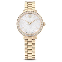 Watch, Swiss Made, Metal bracelet, Gold tone, Champagne gold-tone finish by SWAROVSKI
