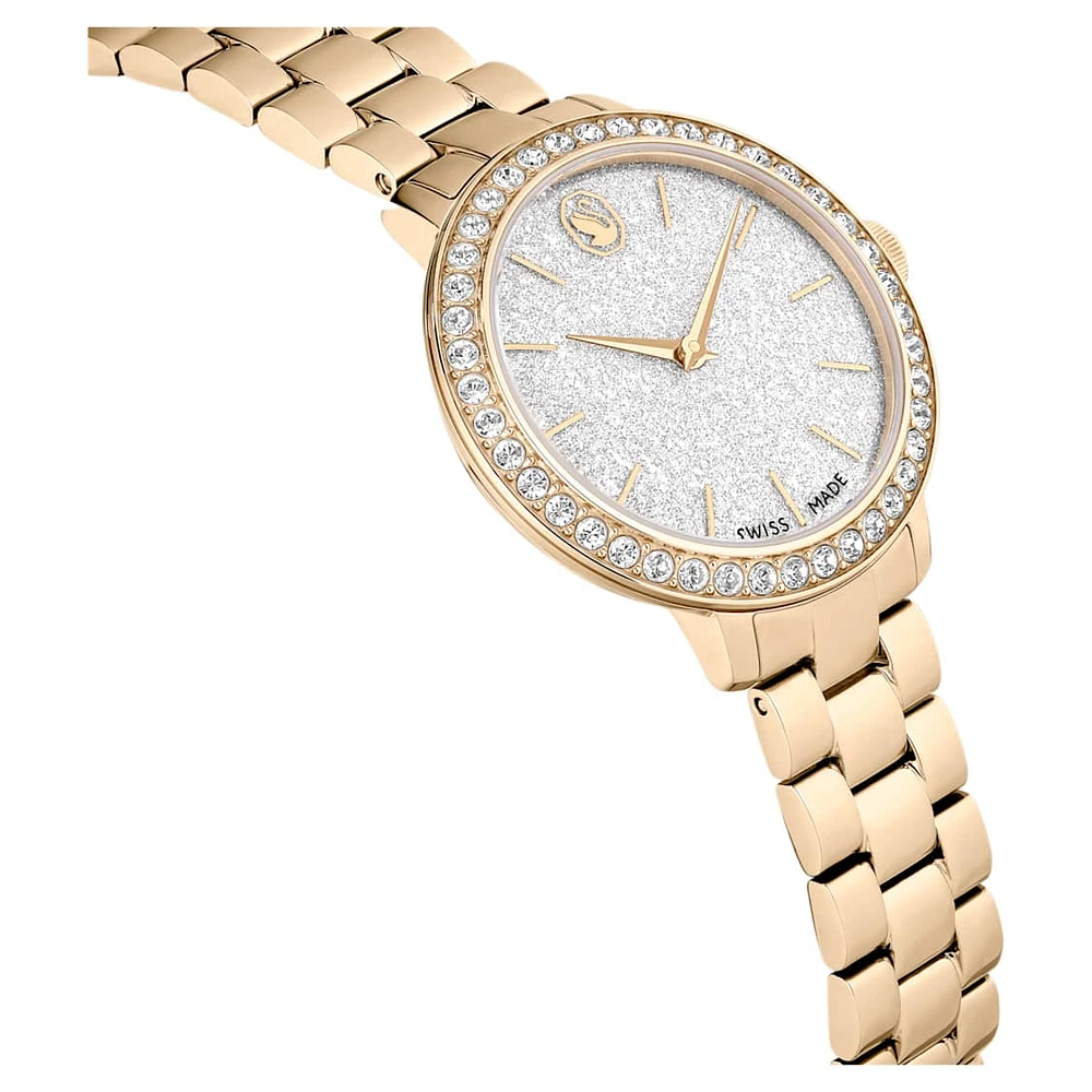 Watch, Swiss Made, Metal bracelet, Gold tone, Champagne gold-tone finish by SWAROVSKI