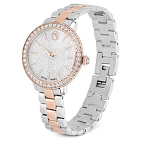 Watch, Swiss Made, Metal bracelet, Silver Tone, Rose gold-tone finish by SWAROVSKI