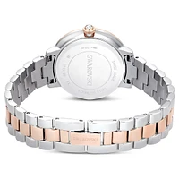 Watch, Swiss Made, Metal bracelet, Silver Tone, Rose gold-tone finish by SWAROVSKI