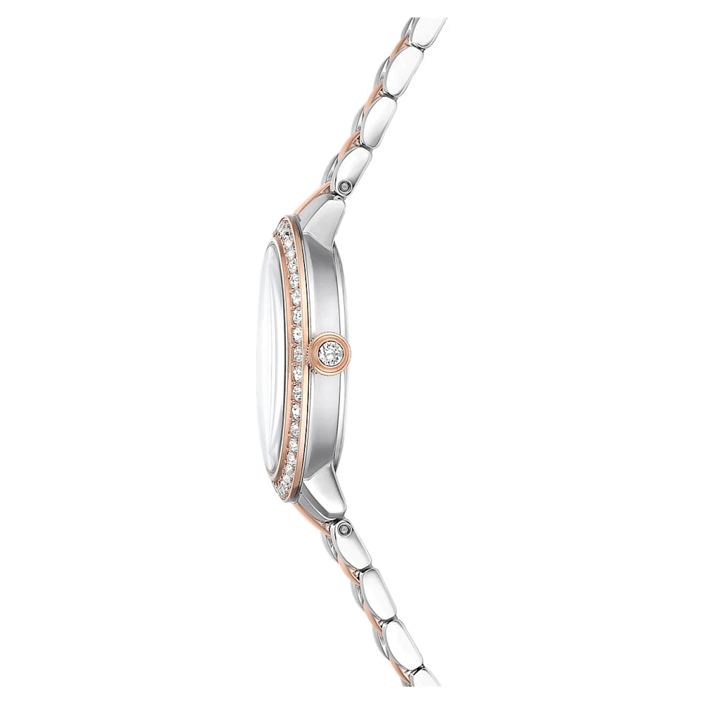 Watch, Swiss Made, Metal bracelet, Silver Tone, Rose gold-tone finish by SWAROVSKI