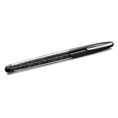 Crystalline Nova rollerball pen, Black, Chrome plated by SWAROVSKI