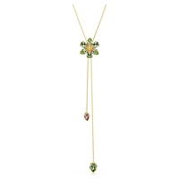 Idyllia Y pendant, Mixed cuts, Flower, Multicolored, Gold-tone plated by SWAROVSKI