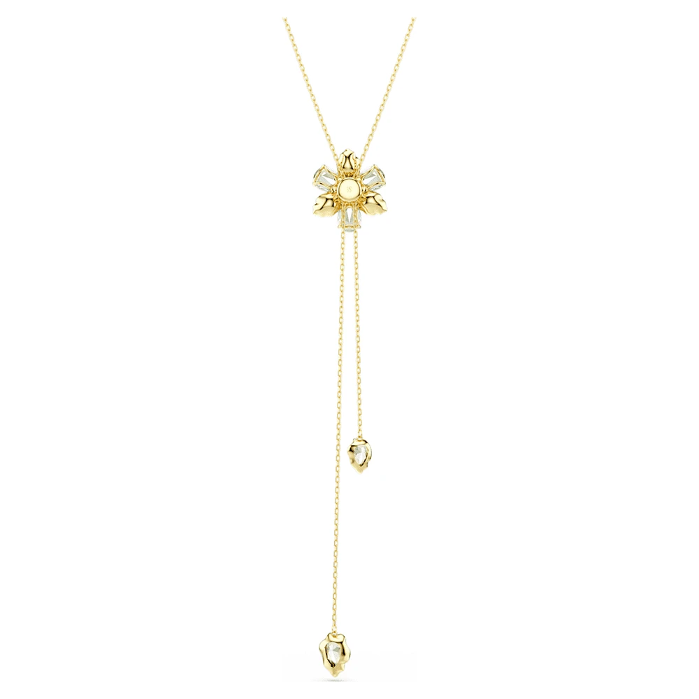 Idyllia Y pendant, Mixed cuts, Flower, Multicoloured, Gold-tone plated by SWAROVSKI