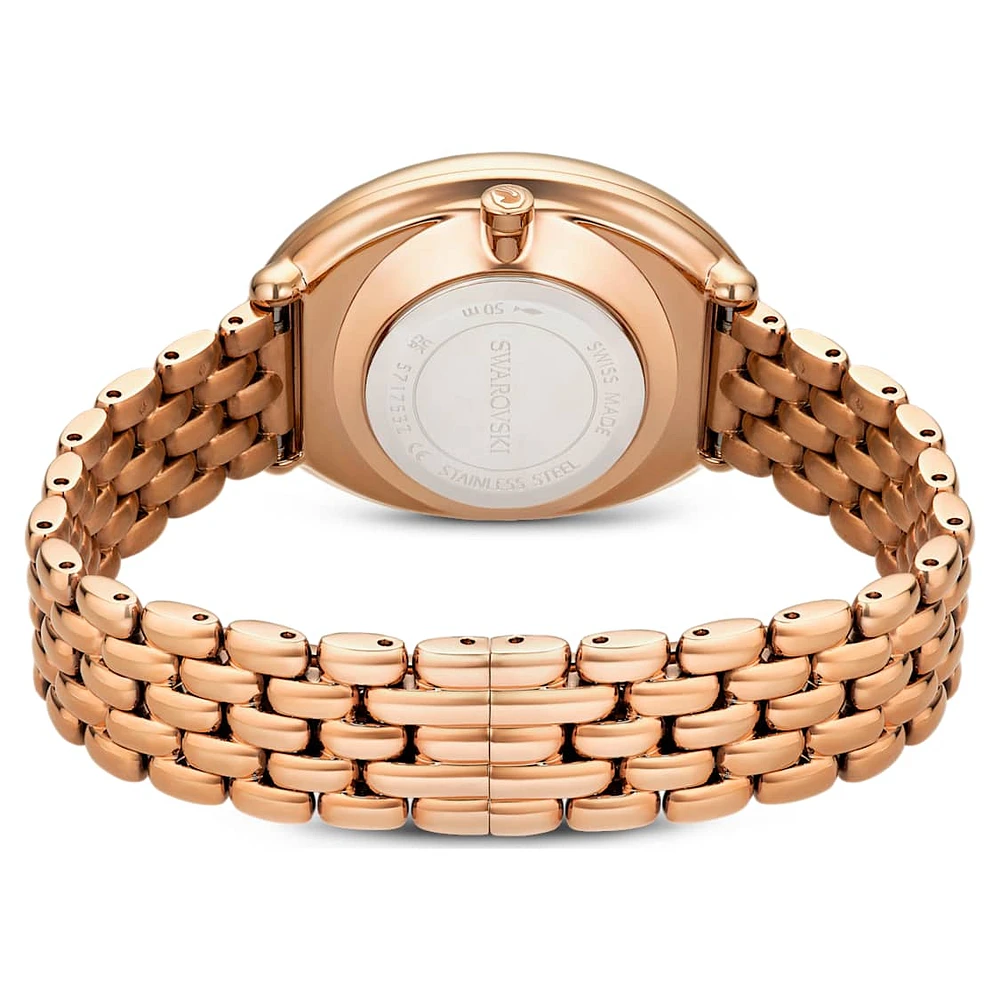 Imber oval watch, Swiss Made, Metal bracelet, Gold tone, Rose gold-tone finish by SWAROVSKI