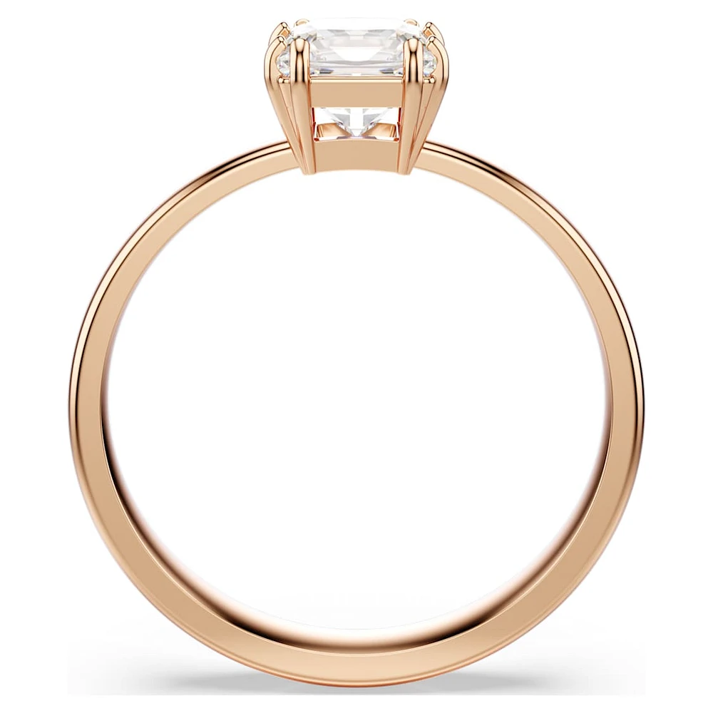Attract ring, Square cut, White, Rose gold-tone plated by SWAROVSKI