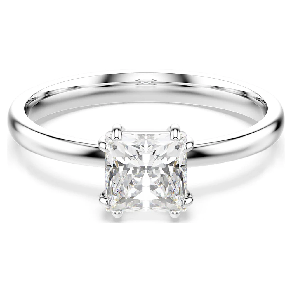 Attract ring, Square cut, White, Rhodium plated by SWAROVSKI
