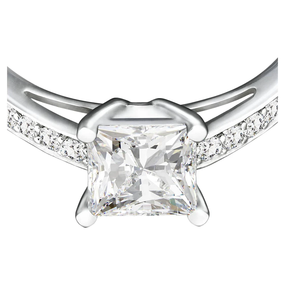 Attract ring, Pavé, White, Rhodium plated by SWAROVSKI