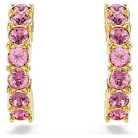 Mini Hoop earrings, Round cut, Pink, Gold-tone plated by SWAROVSKI
