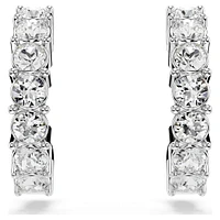 Mini Hoop earrings, Round cut, White, Rhodium plated by SWAROVSKI