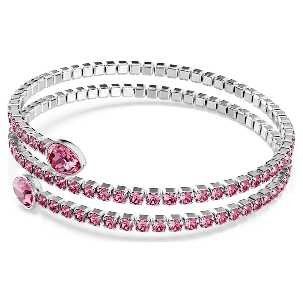 Twisty cuff, Mixed cuts, Pink, Rhodium plated by SWAROVSKI