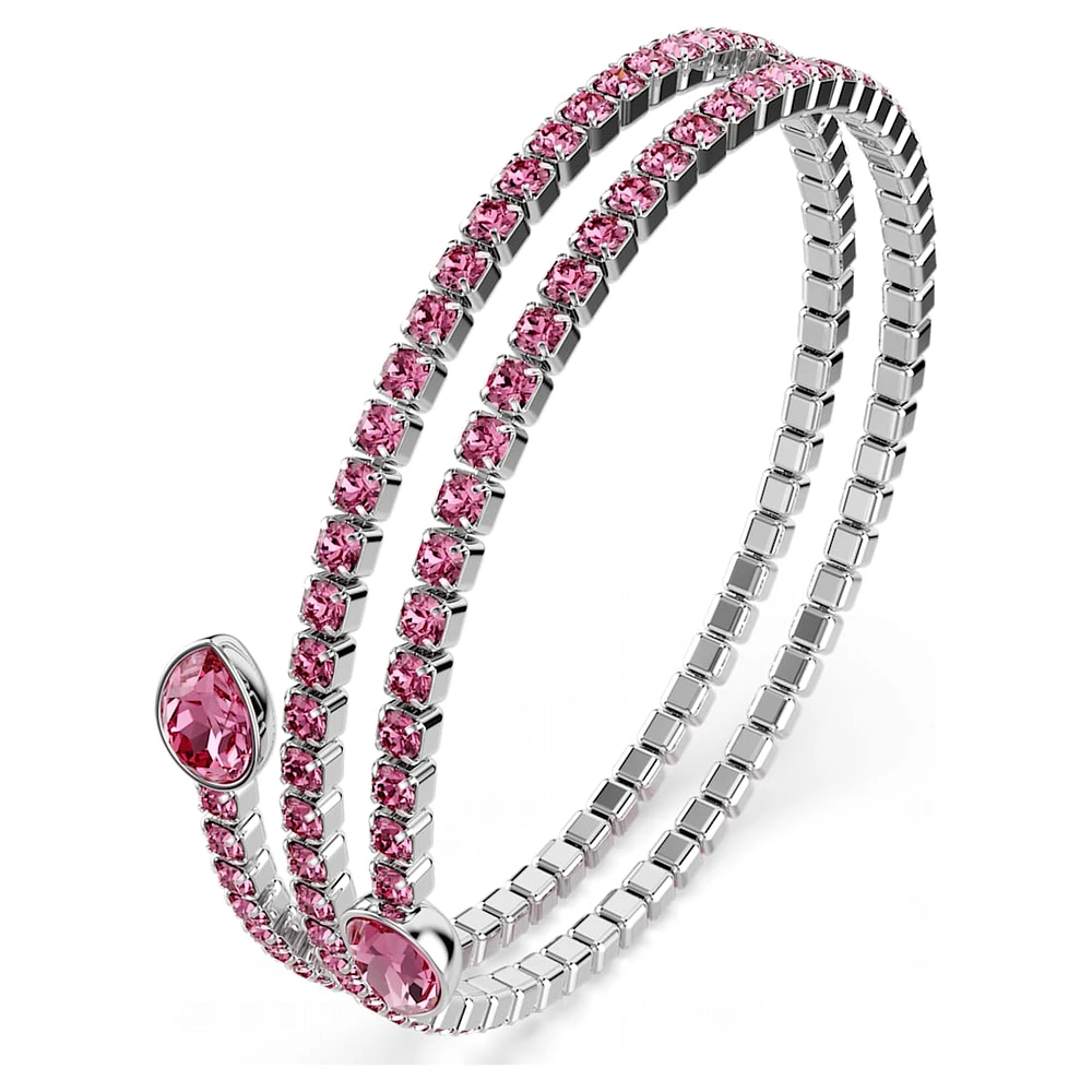 Twisty cuff, Mixed cuts, Pink, Rhodium plated by SWAROVSKI