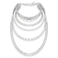 Millenia layered necklace, Mixed cuts, White, Rhodium plated by SWAROVSKI